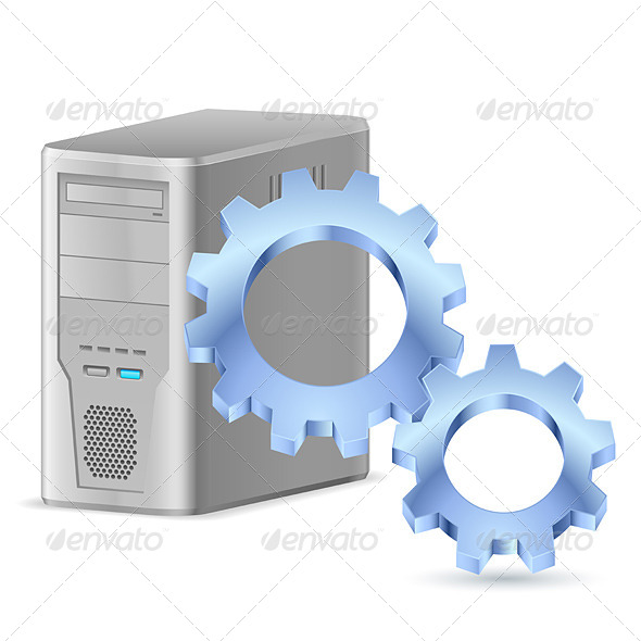 GraphicRiver Gearwheel with Computer 4591894 GraphicRiver Gearwheel with Computer 4591894