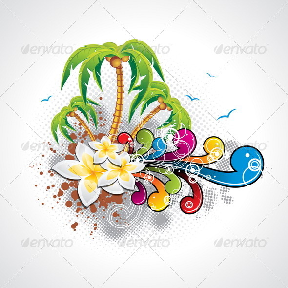 GraphicRiver Vector Summer Holiday Design with Palm Trees 4597676 GraphicRiver Vector Summer Holiday Design with Palm Trees 4597676