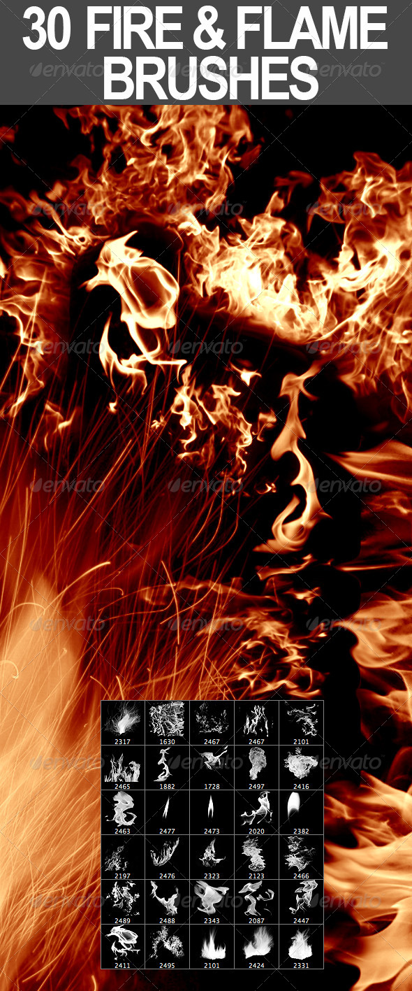 30 Fire & Flame Brushes - Miscellaneous Brushes