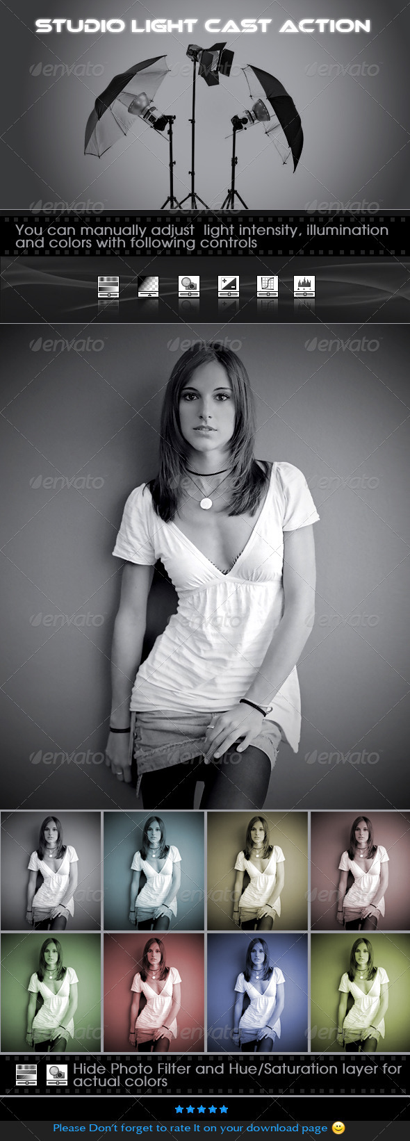 Studio Light Cast Photoshop Action - Photo Effects Actions