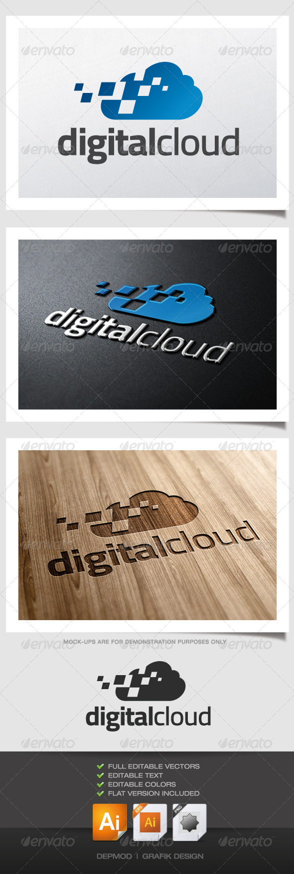 Digital Cloud Logo - Symbols Logo Templates