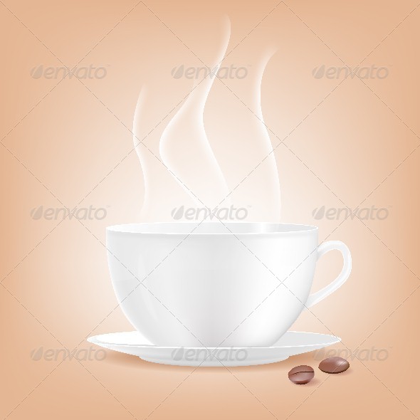 GraphicRiver Smoking Coffee Cup with Two Grains of Coffee 4605503 GraphicRiver Smoking Coffee Cup with Two Grains of Coffee 4605503