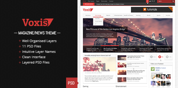 Voxis - Magazine / News PSD template - Creative PSD Templates