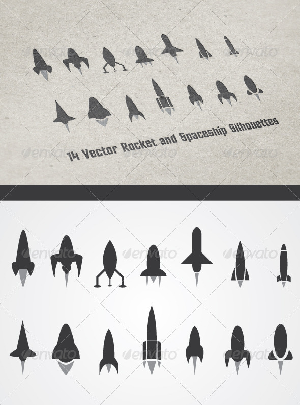 GraphicRiver 14 Rocket and Spaceship Silhouettes 4615899 GraphicRiver 14 Rocket and Spaceship Silhouettes 4615899