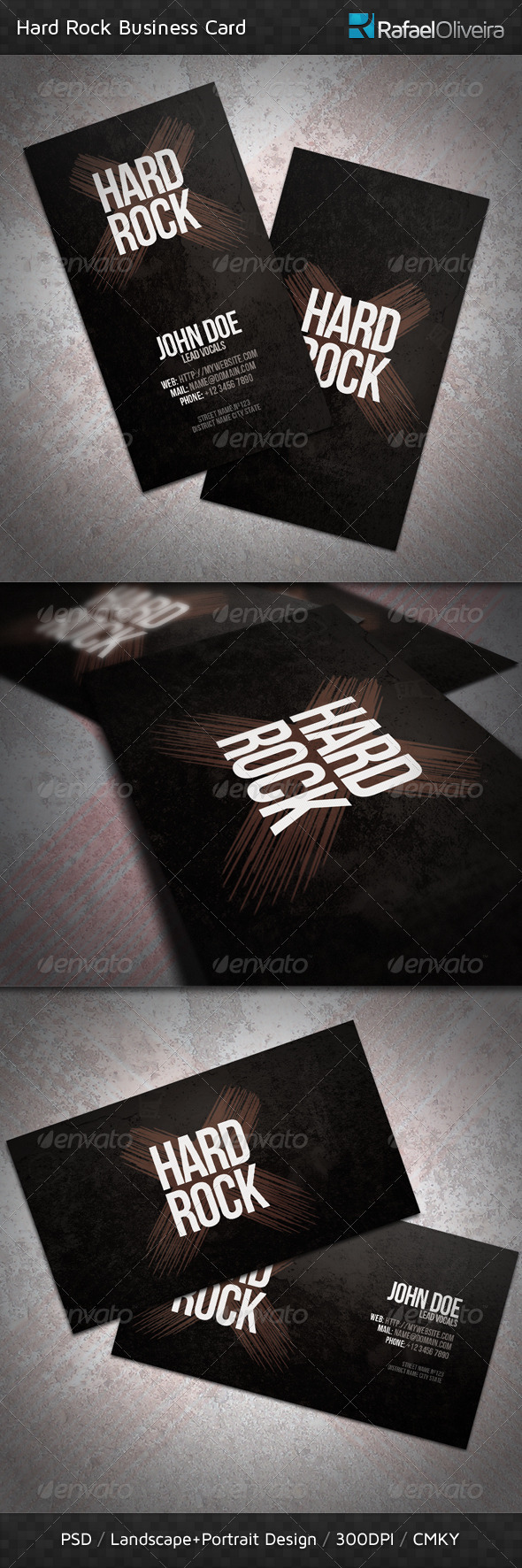 Hard Rock Business Card - Grunge Business Cards
