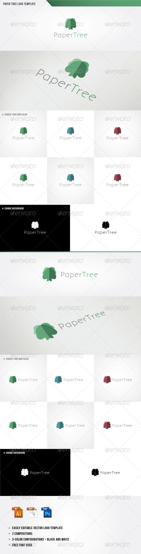 GraphicRiver Paper Tree Logo Template 4595627 GraphicRiver Paper Tree Logo Template 4595627