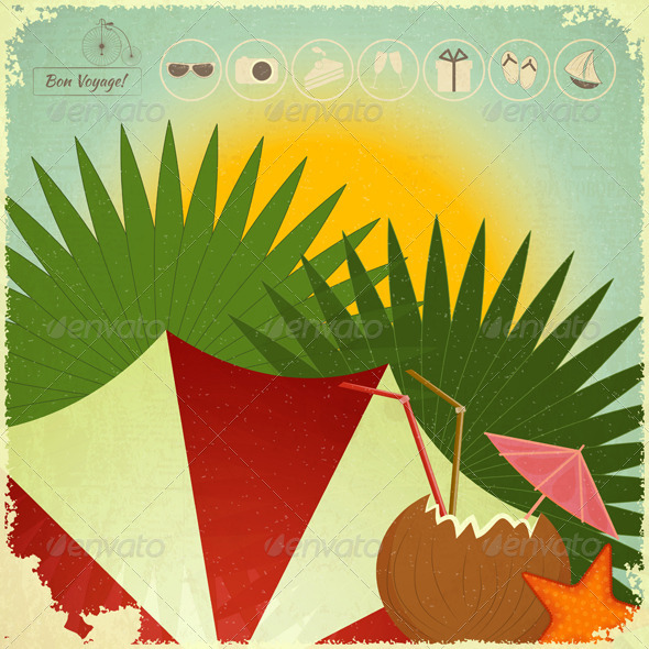 GraphicRiver Summer Beach Card in Retro Style 4620977 GraphicRiver Summer Beach Card in Retro Style 4620977