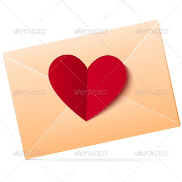 GraphicRiver Vector Envelope with Red Paper Heart 4622994 GraphicRiver Vector Envelope with Red Paper Heart 4622994