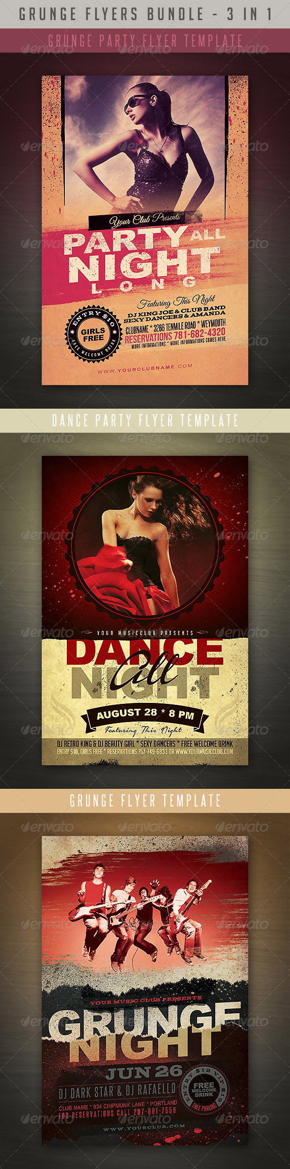 GraphicRiver Grunge Style Flyers Bundle 4624580 GraphicRiver Grunge Style Flyers Bundle 4624580