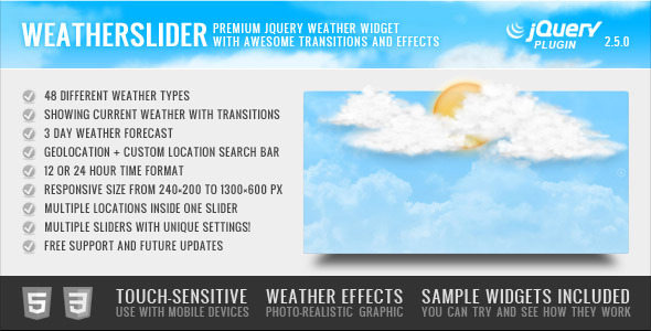WeatherSlider - jQuery animated weather widget - CodeCanyon Item for Sale