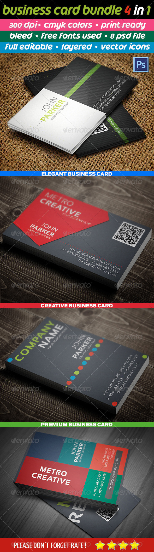 GraphicRiver 4 in 1 Creative Business Card Bundle 02 4571794 GraphicRiver 4 in 1 Creative Business Card Bundle 02 4571794