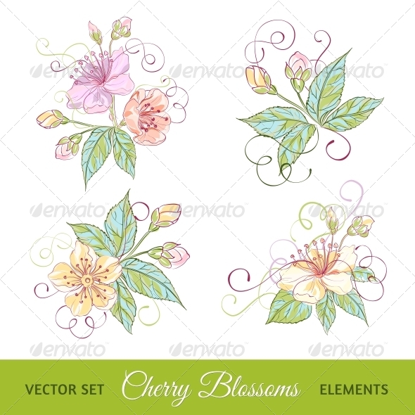 GraphicRiver Set of Cherry Flowers 4640313 GraphicRiver Set of Cherry Flowers 4640313