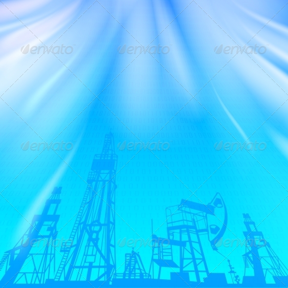 GraphicRiver Oil Rig and Pump over Blue Luminous Ray 4640679 GraphicRiver Oil Rig and Pump over Blue Luminous Ray 4640679
