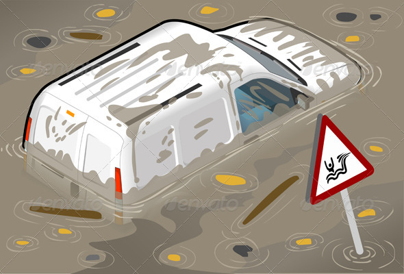 GraphicRiver Isometric White Van Flooded in Rear View 4643626 GraphicRiver Isometric White Van Flooded in Rear View 4643626