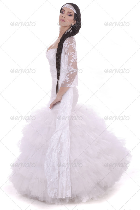 Beautiful lady dressed in wedding costume - Stock Photo - Images