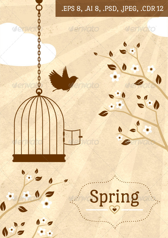 GraphicRiver Vintage Spring Card 4622483 GraphicRiver Vintage Spring Card 4622483