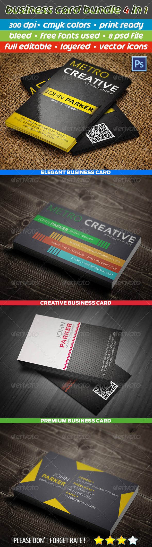 GraphicRiver 4 in 1 Creative Business Card Bundle 03 4650179 GraphicRiver 4 in 1 Creative Business Card Bundle 03 4650179