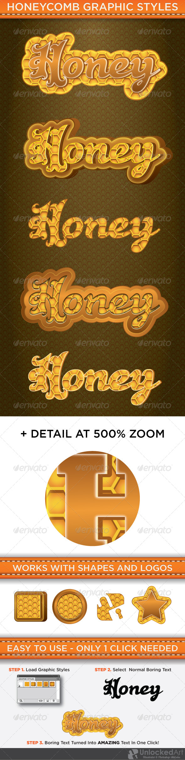 HoneyComb Graphic Styles - Styles Illustrator