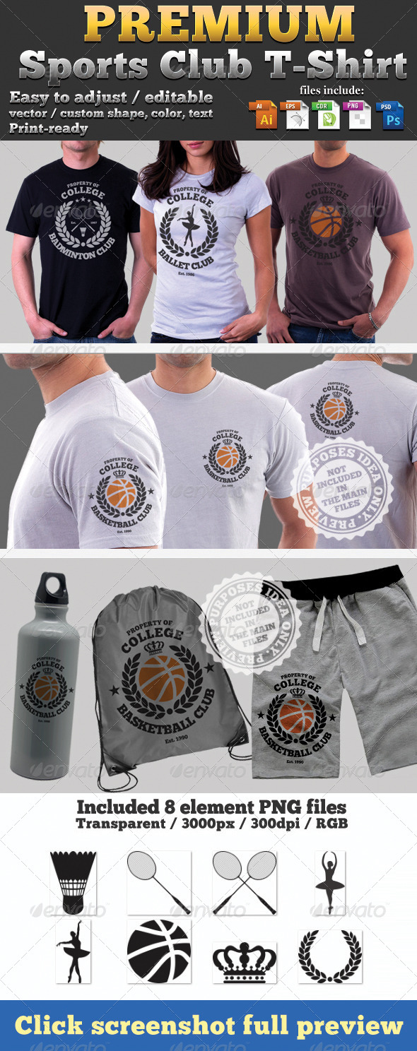 GraphicRiver Premium Sport Club T-Shirt Template 4564307 GraphicRiver Premium Sport Club T-Shirt Template 4564307