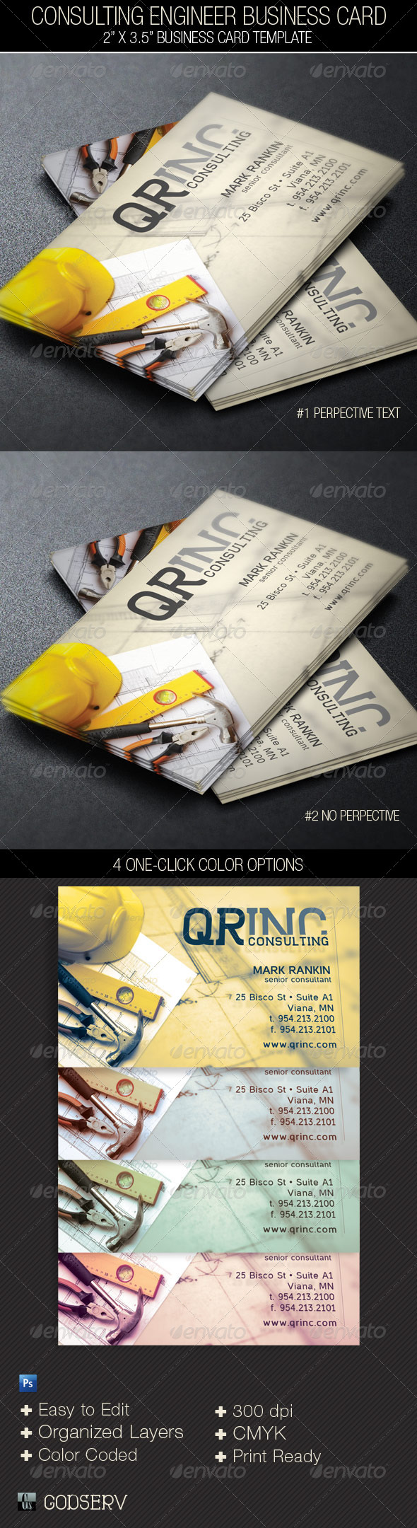 Consulting Engineer Business Card Template - Industry Specific Business Cards