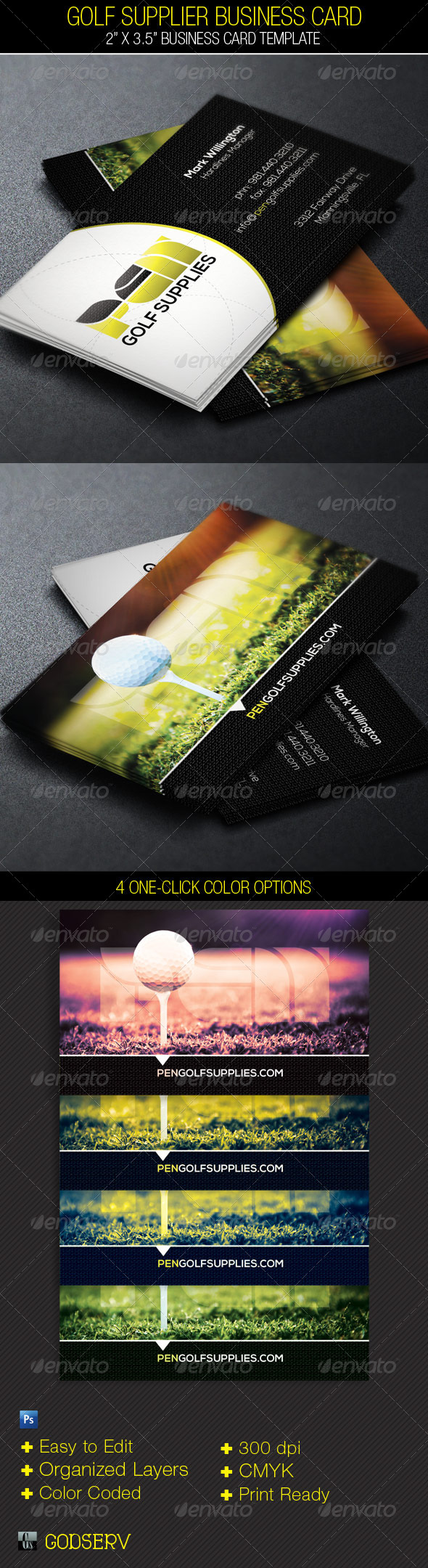 Golf Supplier Business Card Template - Industry Specific Business Cards