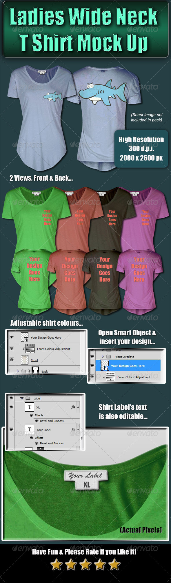 GraphicRiver Ladies Wide Neck T-Shirt Mock-Up 4683607 GraphicRiver Ladies Wide Neck T-Shirt Mock-Up 4683607