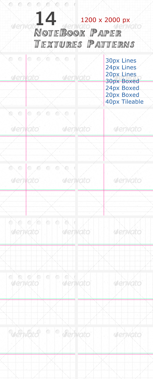 GraphicRiver 14 NoteBook Paper Textures Patterns 475807 GraphicRiver 14 NoteBook Paper Textures Patterns 475807