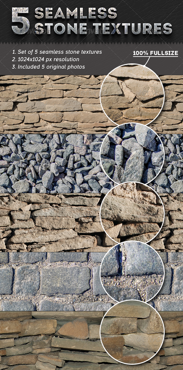 GraphicRiver 5 Seamless Stone Textures 4690193 GraphicRiver 5 Seamless Stone Textures 4690193