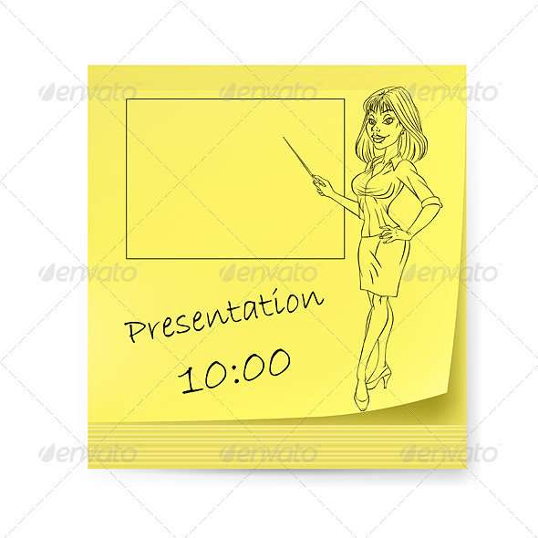 GraphicRiver Yellow Sticker with Business Woman 4690256 GraphicRiver Yellow Sticker with Business Woman 4690256