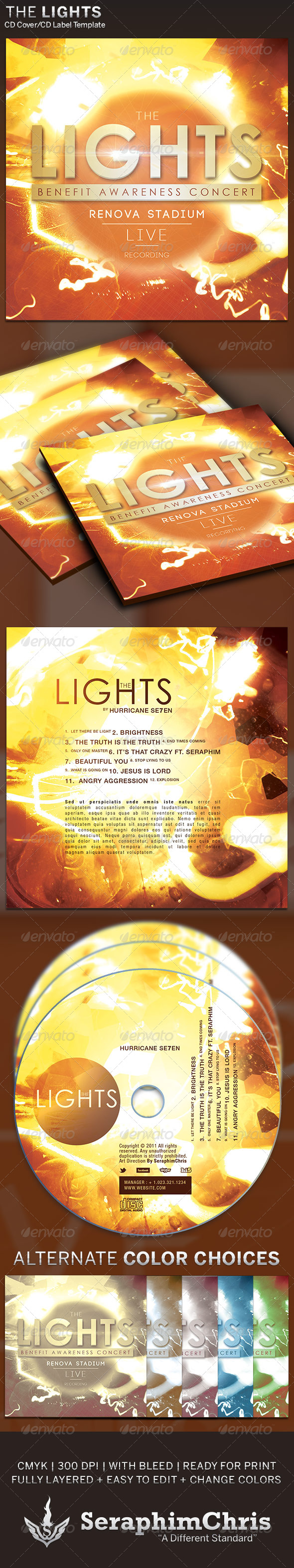 The Lights CD Cover Artwork Template - CD & DVD artwork Print Templates