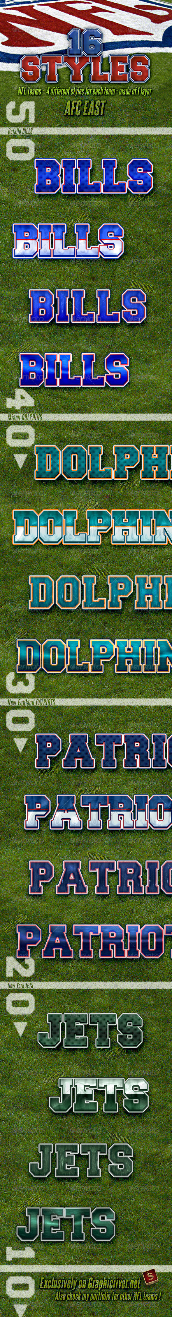 NFL Football Styles - AFC East - Styles Photoshop