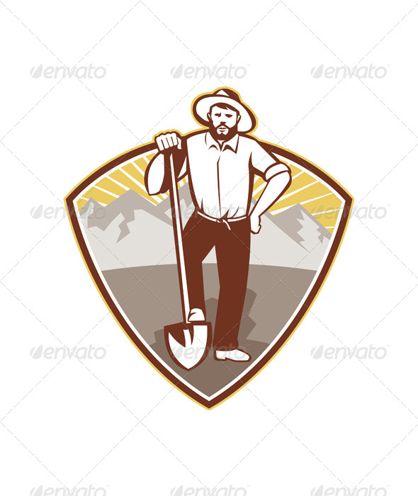 GraphicRiver Gold Digger Miner Prospector Shield 4696351 GraphicRiver Gold Digger Miner Prospector Shield 4696351