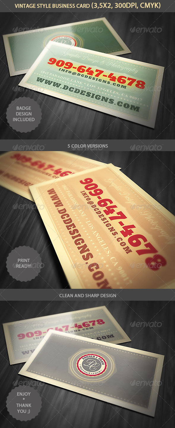 Vintage Business Card Template - Retro/Vintage Business Cards