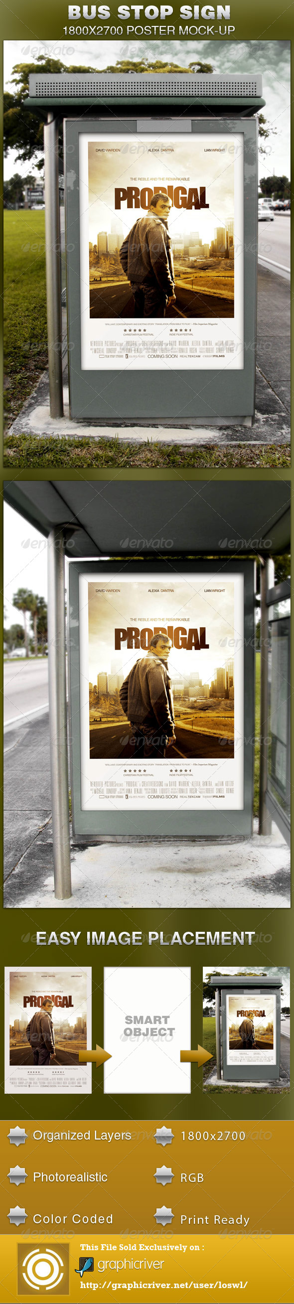Bus Stop Sign Mock-Up - Posters Print