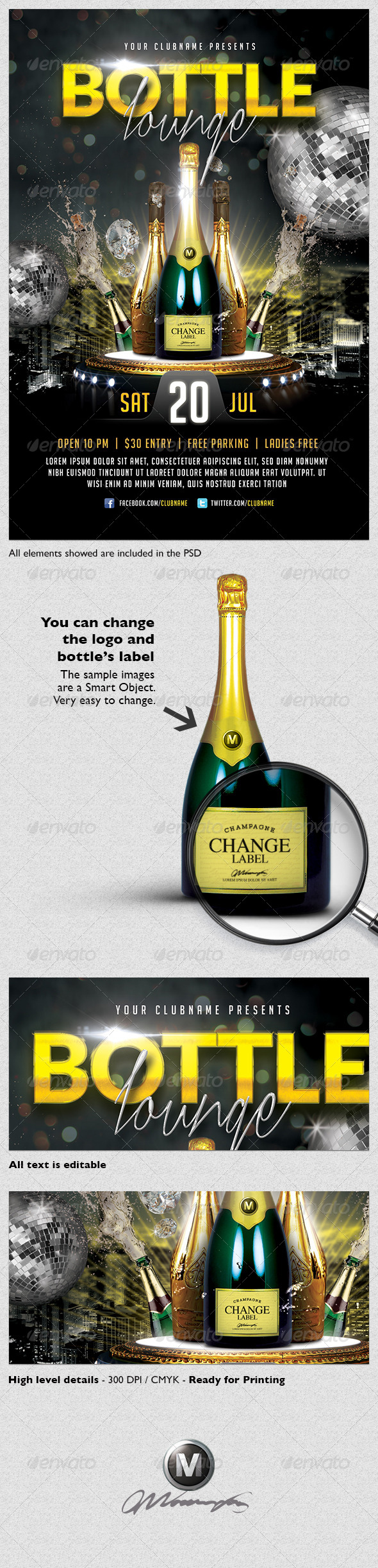 Bottle Lounge Flyer Template - Events Flyers