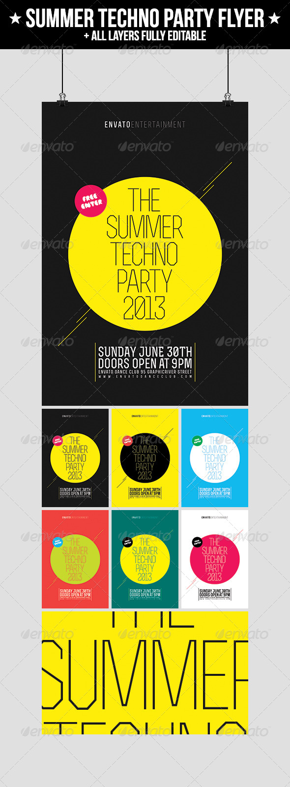 Summer Techno Party Flyer - Clubs & Parties Events