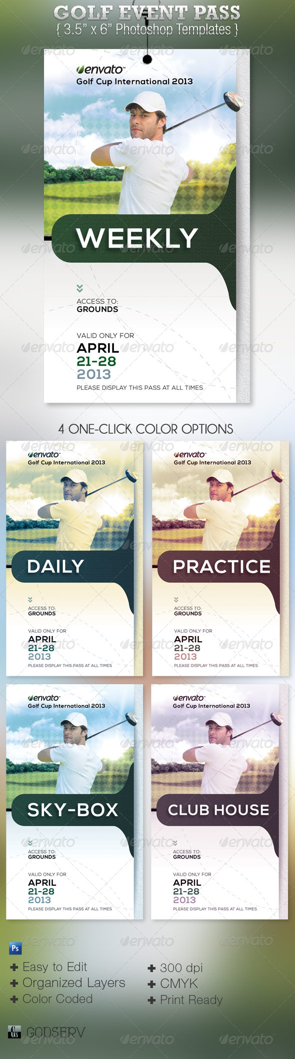 Golf Event Pass Template - Miscellaneous Print Templates