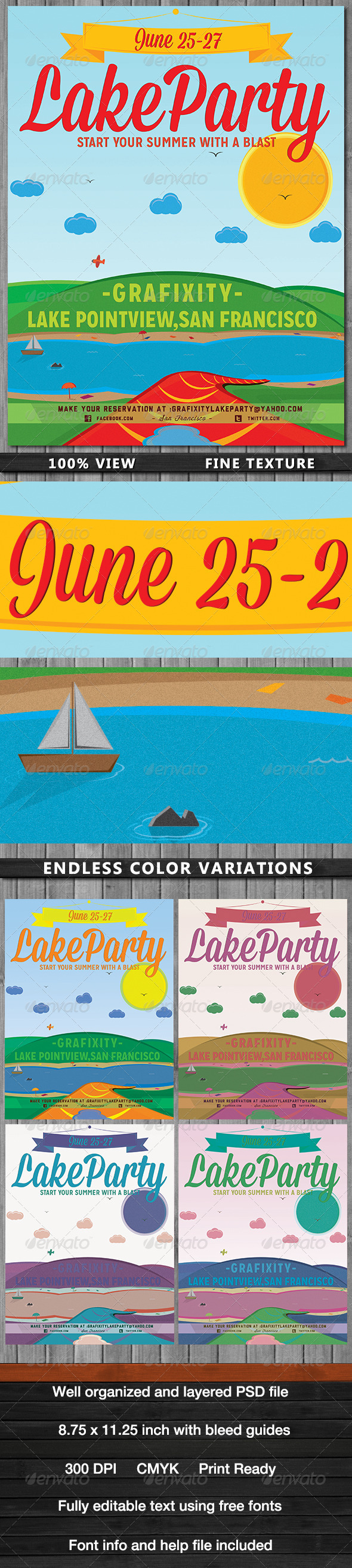 GraphicRiver Lake Party Vintage Retro Poster 4625635 GraphicRiver Lake Party Vintage Retro Poster 4625635