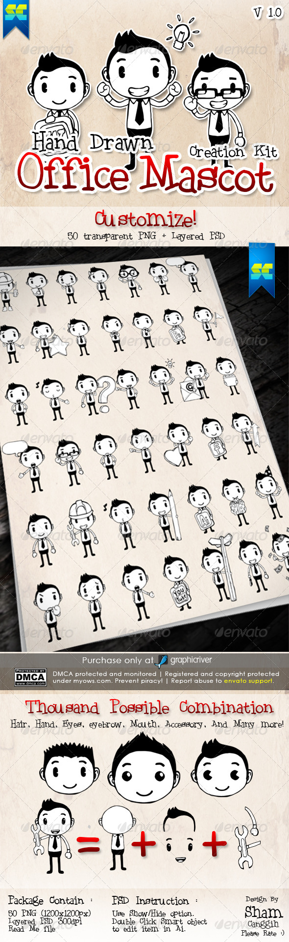 Hand Drawn Male Office & Business Mascot Part 1 - Characters Illustrations