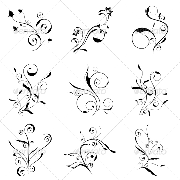 GraphicRiver Curly Flowers Designs Vector Pack 4730225 GraphicRiver Curly Flowers Designs Vector Pack 4730225