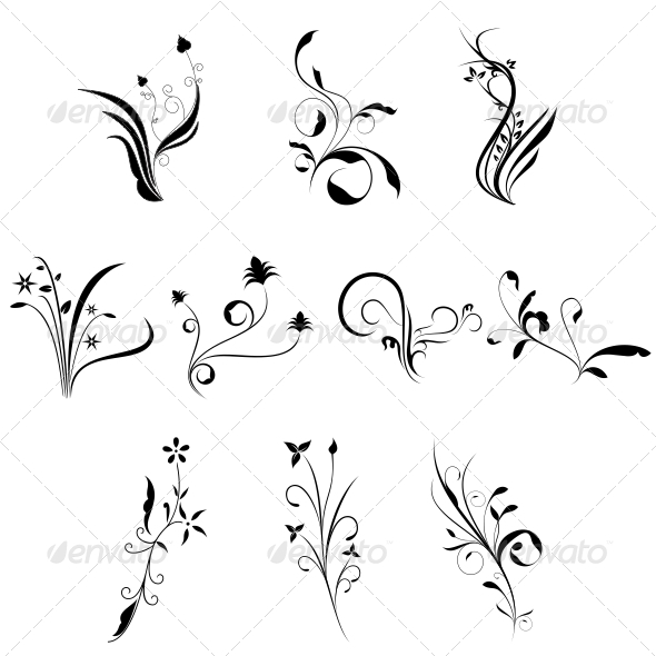 GraphicRiver Curly Flowers Designs Vector Pack 4730257 GraphicRiver Curly Flowers Designs Vector Pack 4730257