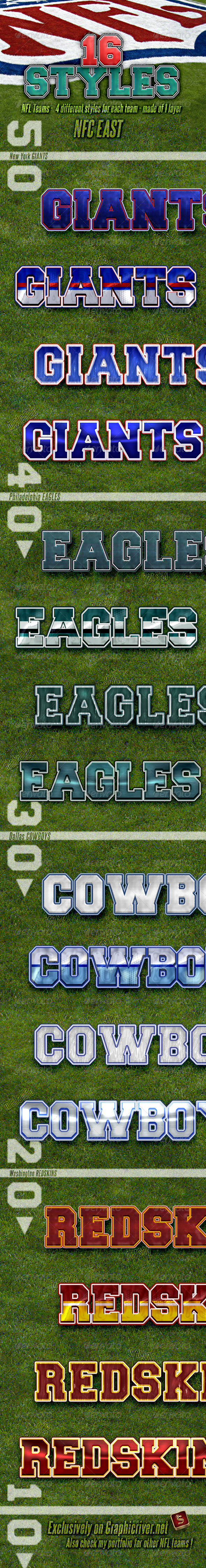 NFL Football Styles - NFC East - Styles Photoshop