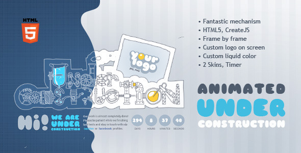 Under Construction Machine Animated HTML5 Template - Under Construction Specialty Pages