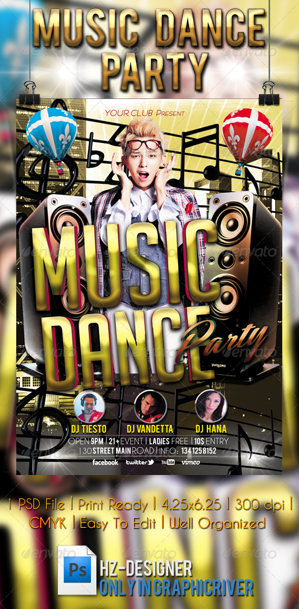Music Dance Party Flyer - Flyers Print Templates