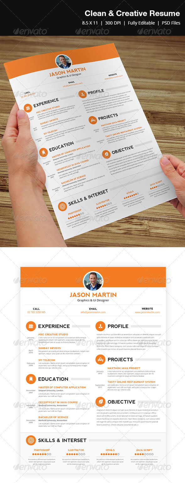 Clean & Creative Resume - Resumes Stationery
