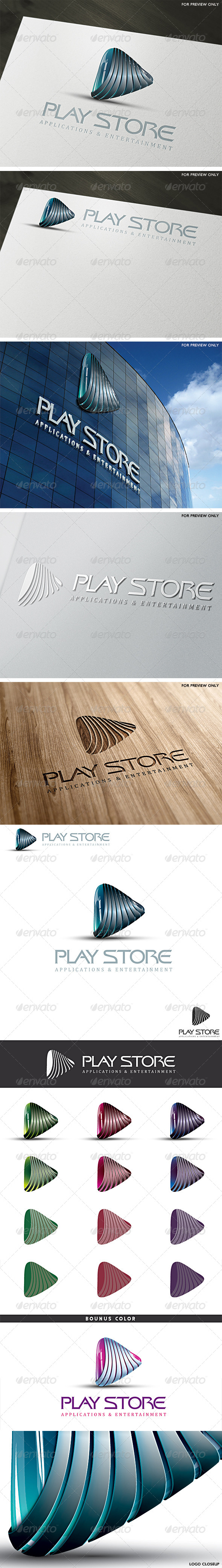 3D Play Store Logo Template - 3d Abstract