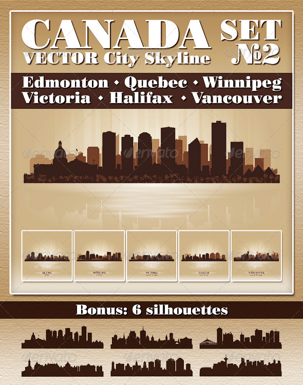 GraphicRiver Vector City Skyline Canada Set Number 2 4736312 GraphicRiver Vector City Skyline Canada Set Number 2 4736312