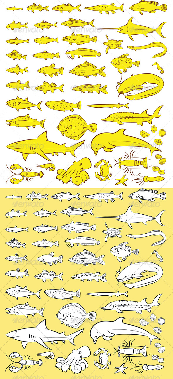 GraphicRiver Sea Fishes and Creatures 4740042 GraphicRiver Sea Fishes and Creatures 4740042