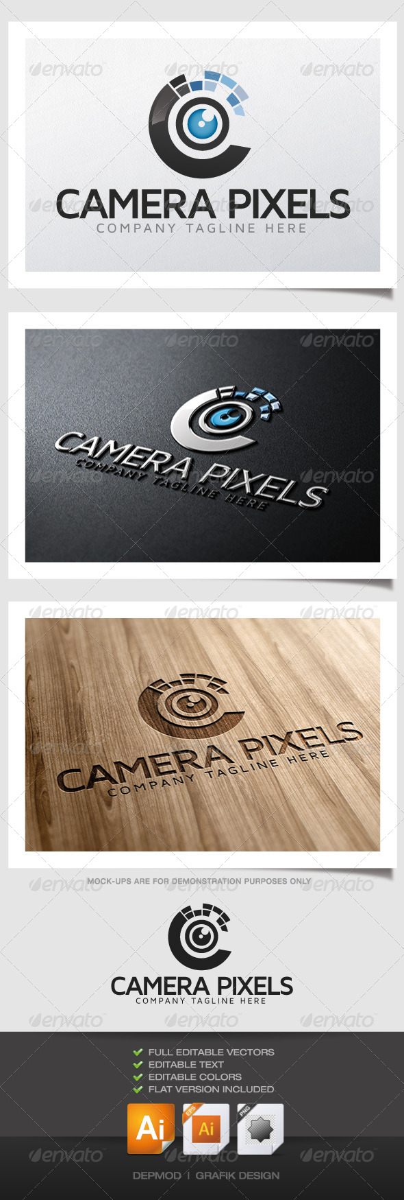 Camera Pixels - Symbols Logo Templates