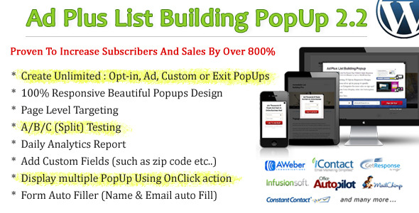 Ad Plus List Building Popup - CodeCanyon Item for Sale